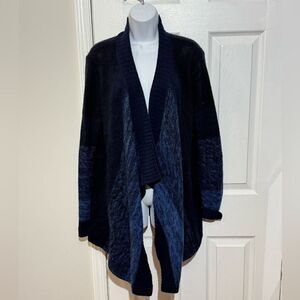Lord & Taylor Cashmere Blend Open Front waterfall Cardigan Size M